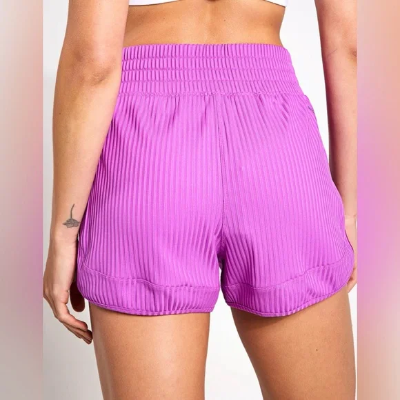 Adidas Pacer Ribbed Training Shorts Purple Burst Size XS NWT - Picture 2 of 4